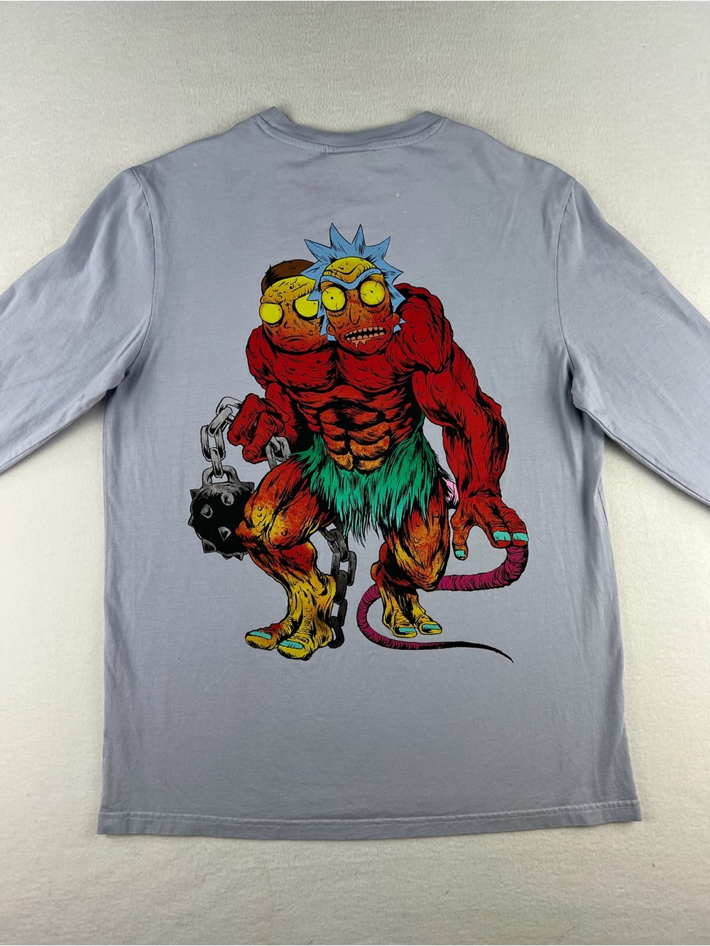 H&M Light Blue Long-Sleeve Tee with Two-Headed Monster Graphic